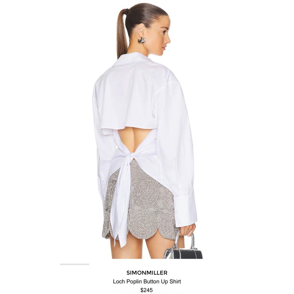Simon Miller Loch poplin open back button up shirt size M NWT tie back